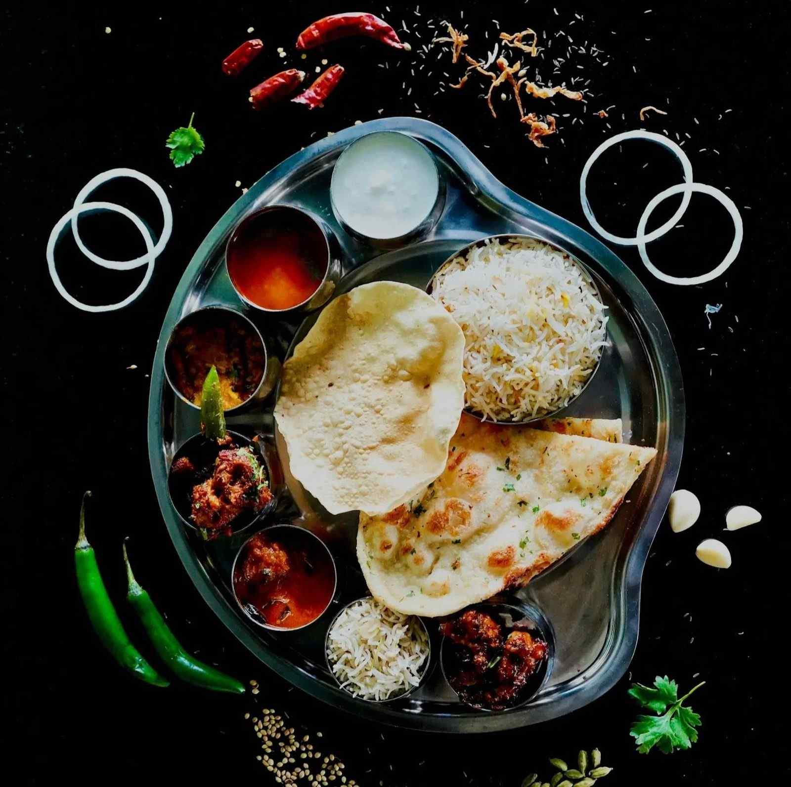 Signature Indian thali dish at Madhuban Tandoori